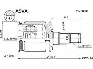 ASVA TYIU-5020 jungčių komplektas, kardaninis velenas 
 Ratų pavara -> Sujungimai/komplektas
43403-35030