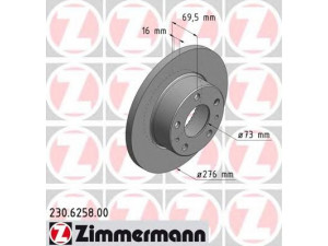 ZIMMERMANN 230.6258.00 stabdžių diskas 
 Dviratė transporto priemonės -> Stabdžių sistema -> Stabdžių diskai / priedai
299 4066, 4 247 1034, 718 2300