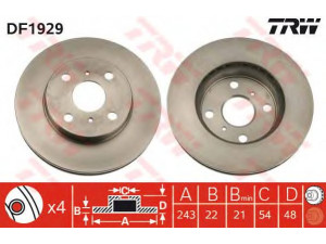 TRW DF1929 stabdžių diskas 
 Dviratė transporto priemonės -> Stabdžių sistema -> Stabdžių diskai / priedai
4351220100, 4351220110, 4351220150