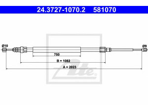 ATE 24.3727-1070.2 trosas, stovėjimo stabdys 
 Stabdžių sistema -> Valdymo svirtys/trosai
82 00 247 041