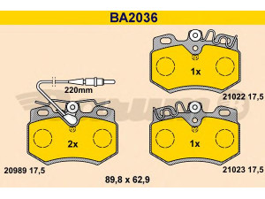 BARUM BA2036 stabdžių trinkelių rinkinys, diskinis stabdys 
 Techninės priežiūros dalys -> Papildomas remontas
95 616 818, 4250 37, 4250 39, 4250 82