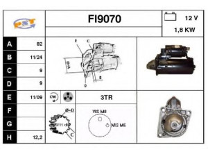 SNRA FI9070 starteris 
 Elektros įranga -> Starterio sistema -> Starteris
46430784, 46473784, 46478945, 46748351