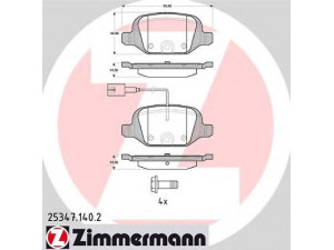 ZIMMERMANN 25347.140.2 stabdžių trinkelių rinkinys, diskinis stabdys 
 Techninės priežiūros dalys -> Papildomas remontas
71770084, 77365754