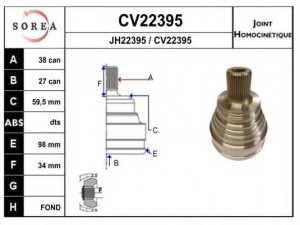 EAI CV22395K jungčių komplektas, kardaninis velenas
