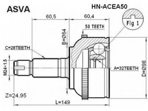 ASVA HN-ACEA50 jungčių komplektas, kardaninis velenas 
 Ratų pavara -> Sujungimai/komplektas
44014-S1A-E01