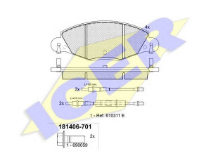 ICER 181406 stabdžių trinkelių rinkinys, diskinis stabdys 
 Techninės priežiūros dalys -> Papildomas remontas
4252.16, 4252.49, 4252.89