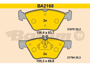 BARUM BA2168 stabdžių trinkelių rinkinys, diskinis stabdys 
 Techninės priežiūros dalys -> Papildomas remontas
0 5114 555AA, 0 5139 218AA, 5114 555AA