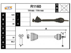 SNRA R1160 kardaninis velenas 
 Ratų pavara -> Kardaninis velenas
7700103730, 7700106008, 7700109013