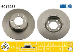 GIRLING 6017233 stabdžių diskas 
 Stabdžių sistema -> Diskinis stabdys -> Stabdžių diskas
21013103002, 21013103010, 21013501070