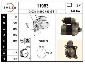 EAI 11963 starteris 
 Elektros įranga -> Starterio sistema -> Starteris
7711135335, 8200182178, 8200266777