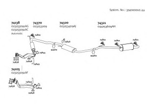 DINEX 374000010_02 išmetimo sistema 
 Išmetimo sistema -> Išmetimo sistema, visa