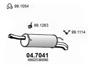 ASSO 04.7041 galinis duslintuvas 
 Išmetimo sistema -> Duslintuvas
4B0253609B, 4B0253609BE, 4B0253609CA