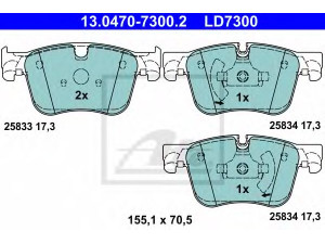 ATE 13.0470-7300.2 stabdžių trinkelių rinkinys, diskinis stabdys 
 Techninės priežiūros dalys -> Papildomas remontas
16 098 985 80, 16 124 123 80, 16 098 985 80