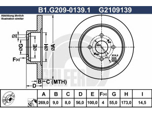 GALFER B1.G209-0139.1 stabdžių diskas 
 Stabdžių sistema -> Diskinis stabdys -> Stabdžių diskas
42431-0D050, 42431-12210, 42431-12250