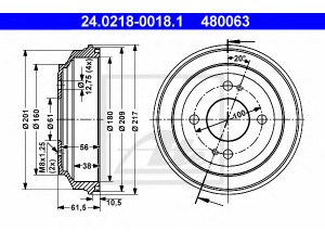 ATE 24.0218-0018.1 stabdžių būgnas 
 Stabdžių sistema -> Būgninis stabdys -> Stabdžių būgnas
42610-SB2-000, 42610-SB2-010