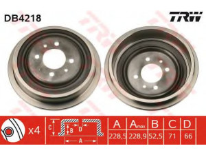 TRW DB4218 stabdžių būgnas 
 Stabdžių sistema -> Būgninis stabdys -> Stabdžių būgnas
7700421739, 8200171690, 8200256121