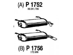 FENNO P1752 galinis duslintuvas 
 Išmetimo sistema -> Duslintuvas
96041798, 96141796, 96146819, 96147572