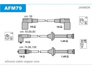JANMOR AFM79 uždegimo laido komplektas 
 Kibirkšties / kaitinamasis uždegimas -> Uždegimo laidai/jungtys
60573733