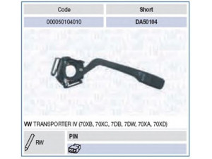MAGNETI MARELLI 000050104010 vairo kolonėlės jungiklis 
 Vidaus įranga -> Rankinės/kojinės svirties sistema
701 953 519, 701953519