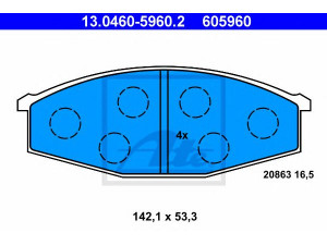 ATE 13.0460-5960.2 stabdžių trinkelių rinkinys, diskinis stabdys 
 Techninės priežiūros dalys -> Papildomas remontas
41060-C8186, 41060-G9800, 41060-T7893