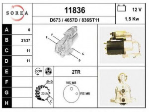EAI 11836 starteris 
 Elektros įranga -> Starterio sistema -> Starteris
1X4U11000AA, 93BB11000KA, 93BB11000KB