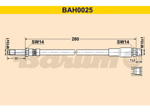 BARUM BAH0025 stabdžių žarnelė 
 Stabdžių sistema -> Stabdžių žarnelės
34 30 1 165 190