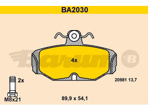 BARUM BA2030 stabdžių trinkelių rinkinys, diskinis stabdys 
 Techninės priežiūros dalys -> Papildomas remontas
1638880, 1648236, 1652206, 6141150