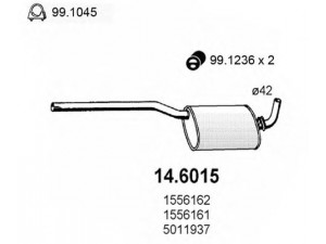ASSO 14.6015 vidurinis duslintuvas 
 Išmetimo sistema -> Duslintuvas
1556161, 1556162, 1571628, 5011937