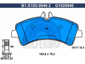 GALFER B1.G102-0940.2 stabdžių trinkelių rinkinys, diskinis stabdys 
 Techninės priežiūros dalys -> Papildomas remontas
004 420 81 20, 005 420 74 20, 006 420 22 20
