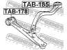 FEBEST TAB-185 valdymo svirties/išilginių svirčių įvorė 
 Ašies montavimas/vairavimo mechanizmas/ratai -> Valdymo svirtis/pasukamosios svirties sujungimas -> Montavimas/sutvirtinimas
48655-30170, 48670-30280