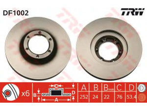 TRW DF1002 stabdžių diskas 
 Stabdžių sistema -> Diskinis stabdys -> Stabdžių diskas
4403283, 9111283, 7700561367, 7701204281