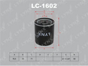 LYNXauto LC-1602 alyvos filtras 
 Filtrai -> Alyvos filtras
1218846, 1250507, 1S7G6714CA, 1S7G6714DA
