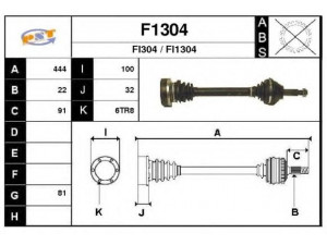SNRA F1304 kardaninis velenas