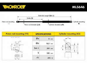 MONROE ML5646 dujinė spyruoklė, gaubtas 
 Kėbulas -> Dujinės spyruoklės
9115113310