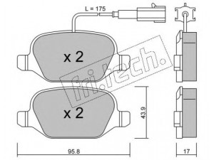 fri.tech. 333.2 stabdžių trinkelių rinkinys, diskinis stabdys 
 Techninės priežiūros dalys -> Papildomas remontas
77365752, 77365858