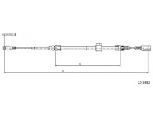 CABOR 10.9882 trosas, stovėjimo stabdys 
 Stabdžių sistema -> Valdymo svirtys/trosai
2D0609701A, 9014202185, 2D0609701A