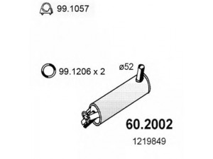 ASSO 60.2002 priekinis duslintuvas 
 Išmetimo sistema -> Duslintuvas
1219849, 1336917, 1357612