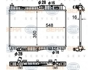 HELLA 8MK 376 790-501 radiatorius, variklio aušinimas 
 Aušinimo sistema -> Radiatorius/alyvos aušintuvas -> Radiatorius/dalys
1 540 332, 1 566 662, 167 1561