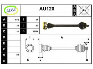 SERA AU120 kardaninis velenas 
 Ratų pavara -> Kardaninis velenas
895407271C