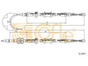 COFLE 11.5492 trosas, stovėjimo stabdys 
 Stabdžių sistema -> Valdymo svirtys/trosai
7376434, 95GB2A603AD