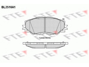 FTE BL2516A1 stabdžių trinkelių rinkinys, diskinis stabdys 
 Techninės priežiūros dalys -> Papildomas remontas
04465-12610, 04465-02170, 04465-02220