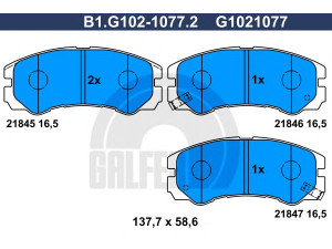 GALFER B1.G102-1077.2 stabdžių trinkelių rinkinys, diskinis stabdys 
 Techninės priežiūros dalys -> Papildomas remontas
97047526, 16 05 017, 16 05 848