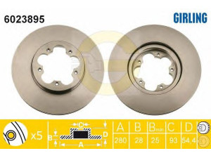 GIRLING 6023895 stabdžių diskas 
 Stabdžių sistema -> Diskinis stabdys -> Stabdžių diskas
1371394, 1503290, 1547061, 6C111125B1B