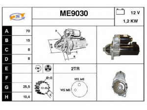 SNRA ME9030 starteris 
 Elektros įranga -> Starterio sistema -> Starteris
A1661510101