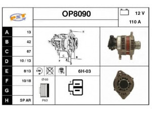 SNRA OP8090 kintamosios srovės generatorius 
 Elektros įranga -> Kint. sr. generatorius/dalys -> Kintamosios srovės generatorius
8973695070, LR1100508
