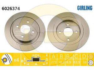 GIRLING 6026374 stabdžių diskas 
 Stabdžių sistema -> Diskinis stabdys -> Stabdžių diskas
1637534, 5022667, V86BX2A315AA