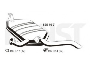 ERNST 525107 galinis duslintuvas 
 Išmetimo sistema -> Duslintuvas
82 00 017 589, 82 00 256 279