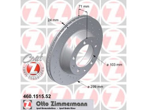 ZIMMERMANN 460.1515.52 stabdžių diskas 
 Dviratė transporto priemonės -> Stabdžių sistema -> Stabdžių diskai / priedai
951 352 041 01, 8A0 615 601 B, 8A0 615 601 C