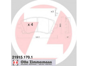 ZIMMERMANN 21915.170.1 stabdžių trinkelių rinkinys, diskinis stabdys 
 Techninės priežiūros dalys -> Papildomas remontas
26296AC040, 26296AC041, 26296AC050