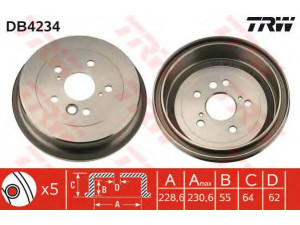 TRW DB4234 stabdžių būgnas 
 Stabdžių sistema -> Būgninis stabdys -> Stabdžių būgnas
4243128100, 4243142010, 4243142011